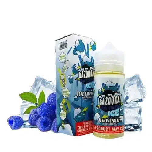 Blue Raspberry ICE By Bazooka Sour Straws Tropical Thunder 100ml